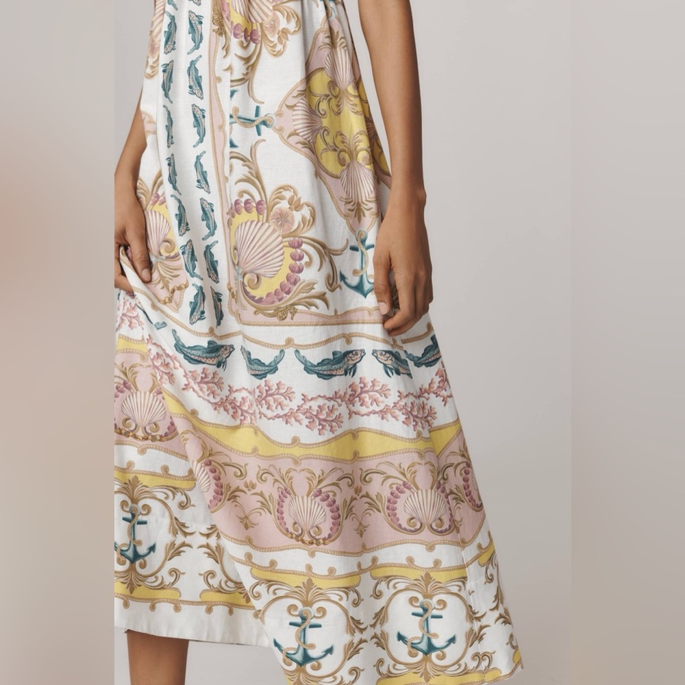 NWT Farm Rio Maritime Magic Linen Blend Sleeveless Maxi Dress Size S - Picture 3 of 13